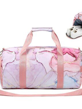 Dance Bag for Girls, Kids Duffle Bag with Shoe Compartment & Dry Wet Pocket, 20L